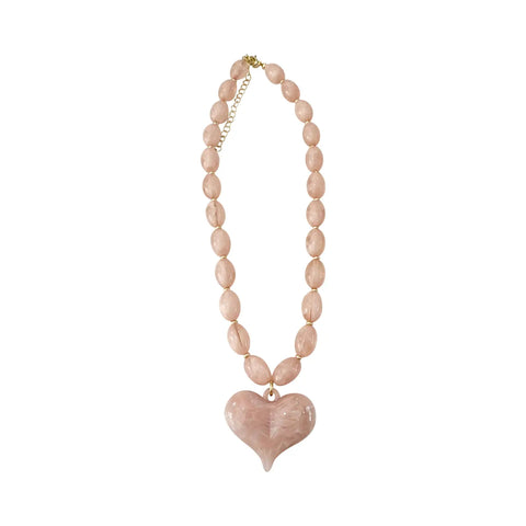 Roxie Beaded Necklace with Heart Charm