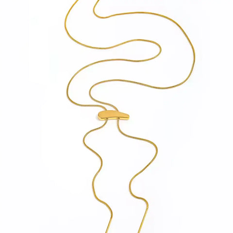 Girl Lariat-Gold Nugget Snake Chain Necklace