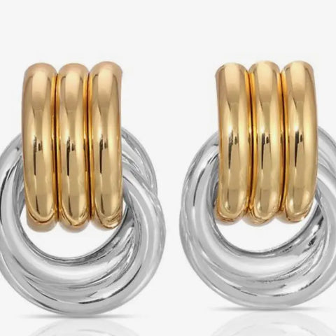 Double Knotted- Door Knocker- Two Tone Earring
