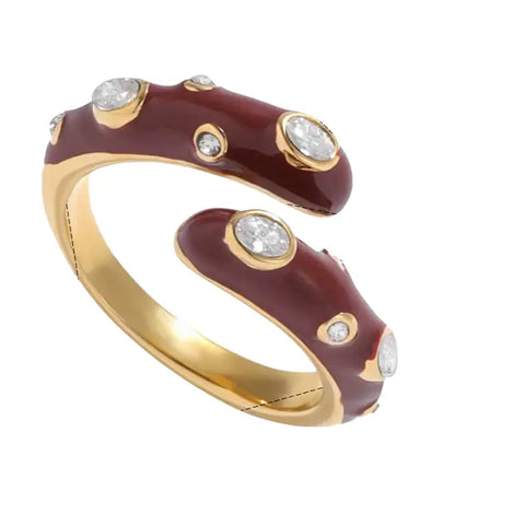 Byzantine Enamel and CZ Steel Ring