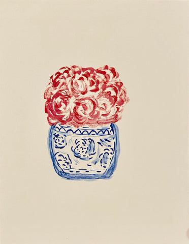 Ginger Jar and Pink Peony Print