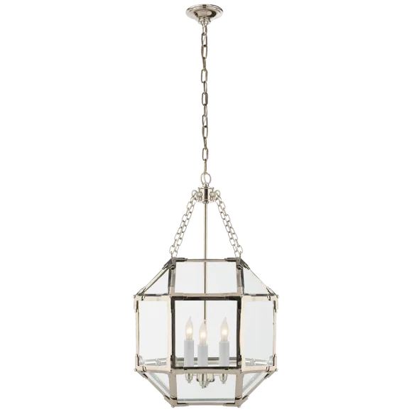 Visual Comfort Morris Medium Lantern, Gilded Iron / Clear Glass