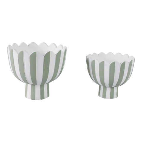 Ceramic Scalloped Striped Planter