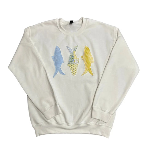 Patchwork Fish Sewn Crewneck