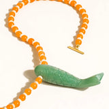 Nicolette 18K Gold Vintage Beaded Fish Necklace