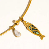 Francine 18K Gold Non-Tarnish Boho Fish Charm Choker