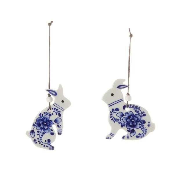 Indigo Bloom Bunny Ornament