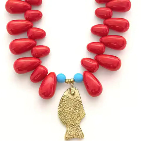 Lucky Fish Resin Bead Necklace