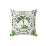 Tropical Heron & Palm Throw Pillow
