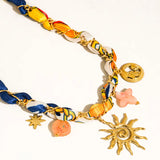 Sedona 18K Gold Non-Tarnish Sun Charm Braided Necklace