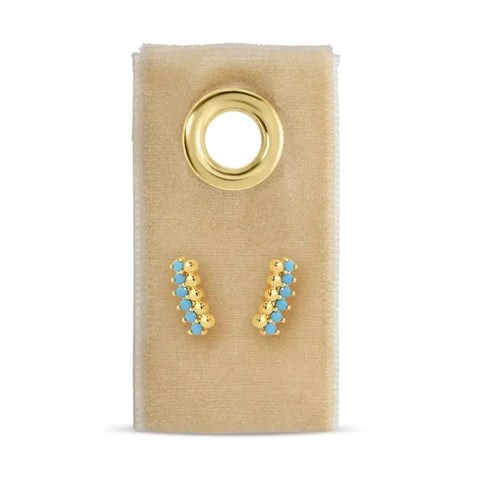 Delicate Dots & Cz Studs Blue