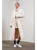 Notch Collar Button Front Long Line Coat
