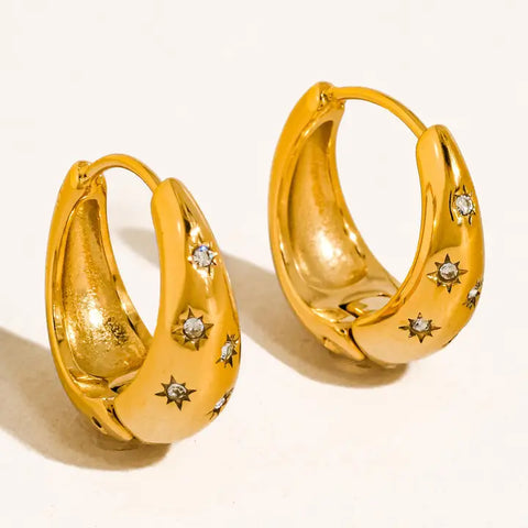 Solira 18K Gold Non-Tarnish Star Hoop Earring