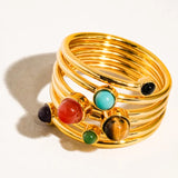 Teigan 18K Gold Multi Color Stone Layered Ring