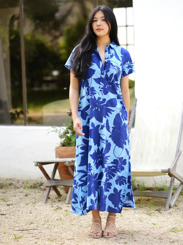 Carrie Cotton Dress Navy