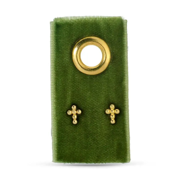 Petite Dot Cross Studs (green)