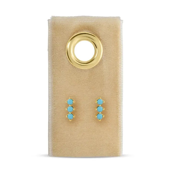 Triple Cz Bar Studs