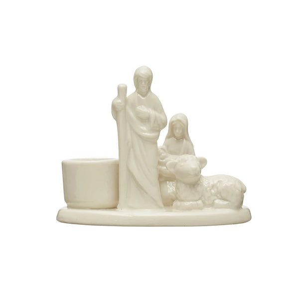 Stoneware Nativity Taper Holder