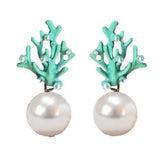 Pearl and Coral Mini Statement Earrings