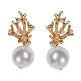 Pearl and Coral Mini Statement Earrings