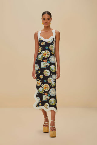 Trip Souvenir Black Wave Cropped Sleeveless Maxi