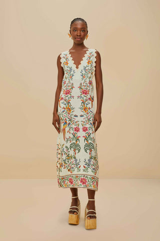 Delicate Forest Off-White Maxi Dress