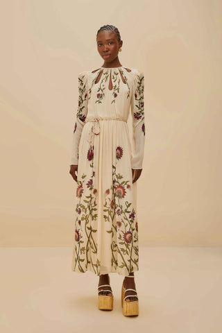 Romantic Nature Multicolor Long Sleeve Maxi Dress