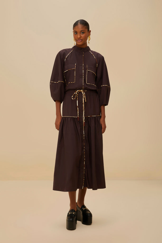 Brown Chemise Midi Dress Beaufort Linen Co. Brown Chemise Midi Dress Beaufort Linen Co.