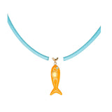 Leather Fish Necklace - Orange Fish