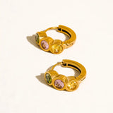 Azelia 18K Gold Non-Tarnish Colorful Cz Hoop Earrings
