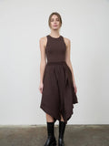Sleeveless Asymmetric Midi Dress
