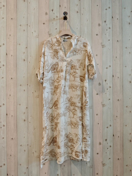 Linen Hand Collar T-Shirt Dress