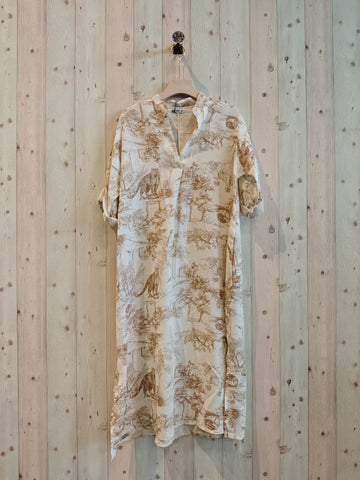 Linen Hand Collar T-Shirt Dress