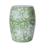 Moss Green Porcelain Garden Stool Treasure Flower Motif