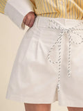 Rope Trim Belt Pleated Shorts