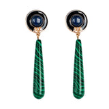 Lapis and Malachite Drop Earrings