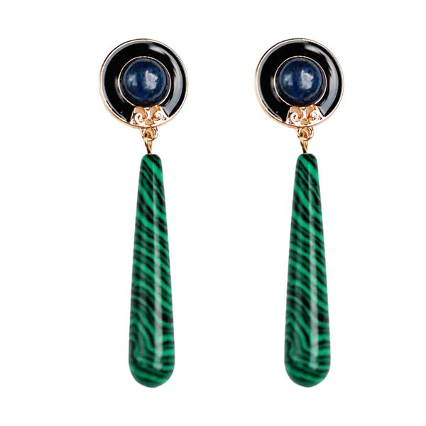 Lapis and Malachite Drop Earrings