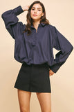 Long Sleeve Loose Fit Blouse