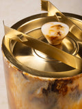 Kampai Marbled Ice Bucket & Tongs Set: Smoked Amber