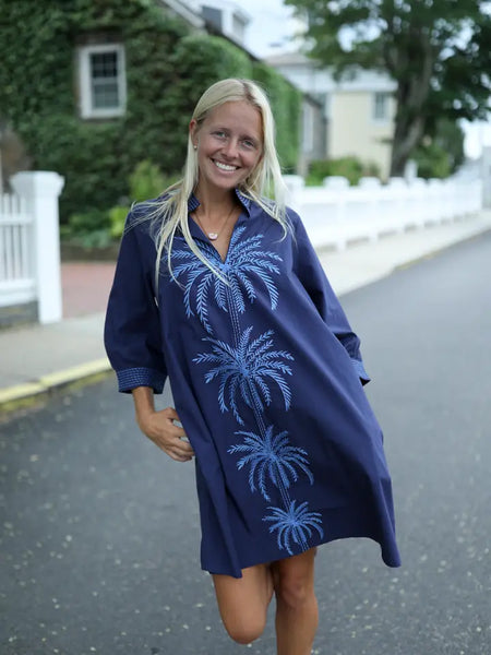 Campbell Dress Navy Palm