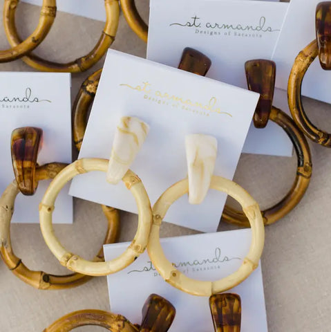 Light Brown Bamboo Statement Drop Earrings