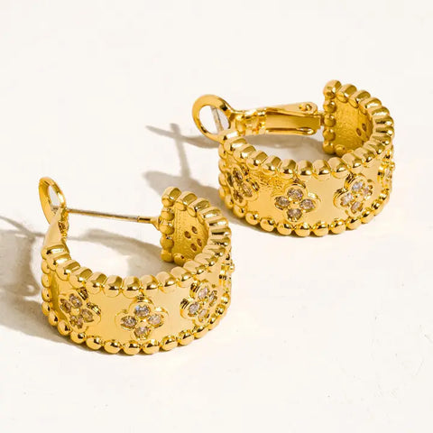 Ismaël 18K Gold Vintage Floral Hoop Earring