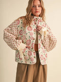 Quilted Mixed Floral Print Jacket with Ribbon Detail