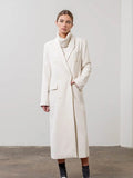 Notch Collar Button Front Long Line Coat