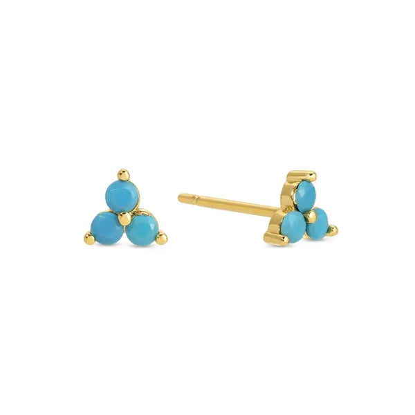 Light Blue Triple Cluster Studs