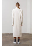Notch Collar Button Front Long Line Coat