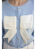 Contrast Bow Sweater Cardigan