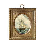 Whaling Ship Print in Embossed Brass Frame