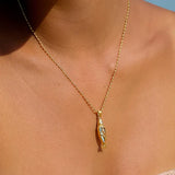 Dolphina 18K Gold Non-Tarnish Vintage Abalone Fish Necklace