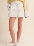 Rope Trim Belt Pleated Shorts